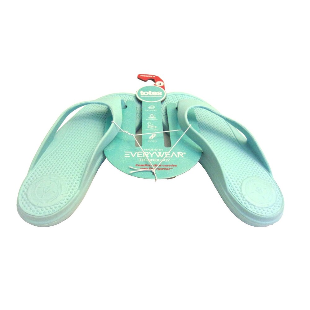 Totes Everywhere Flip-Flops Size 8 Robin's Egg Blue New - Picture 2 of 4